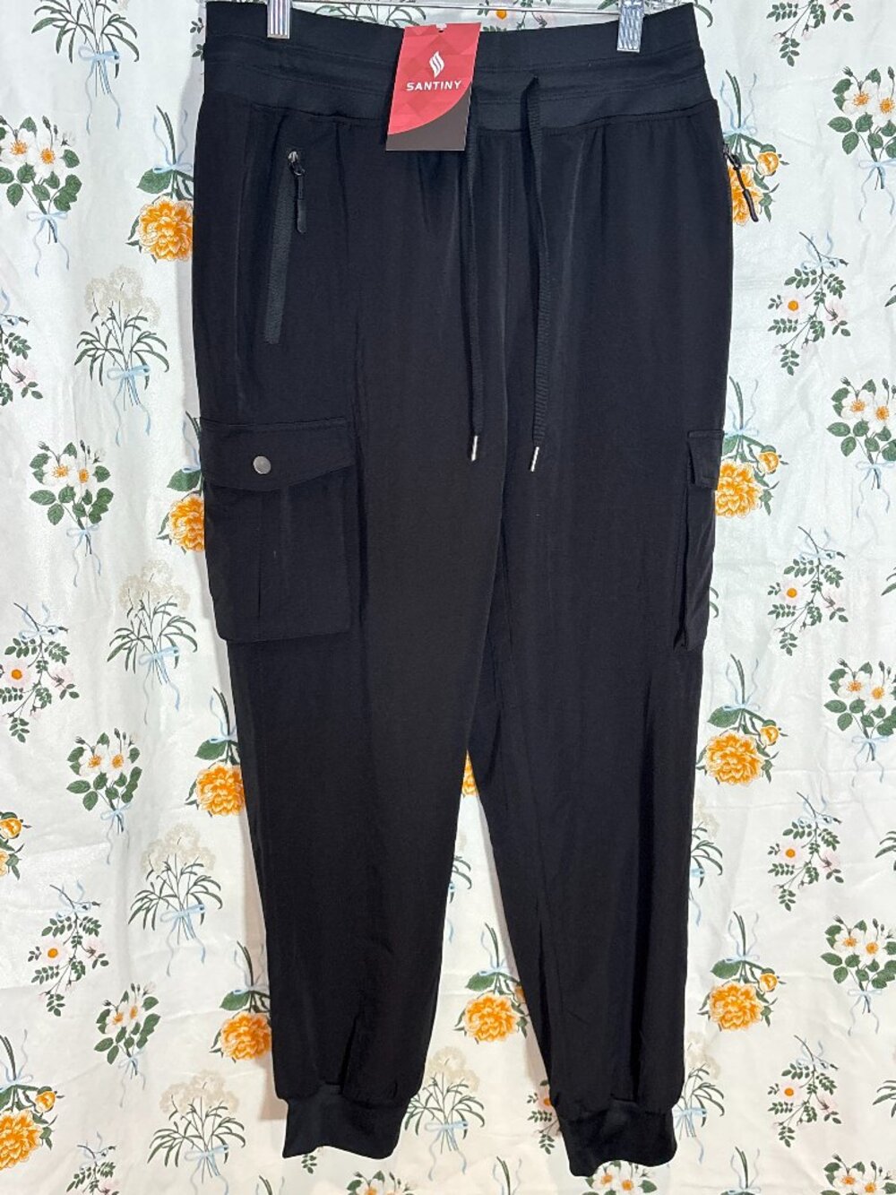 Santiny Black Cargo Jogger Pants NWT Size M